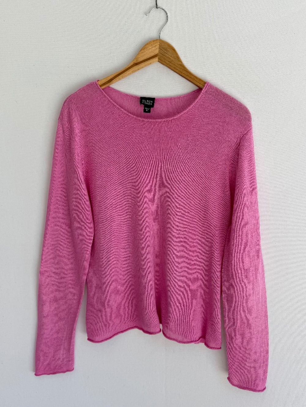 EILEEN FISHER Women’s XL Pink 100% Linen Slub Knit Sweater
